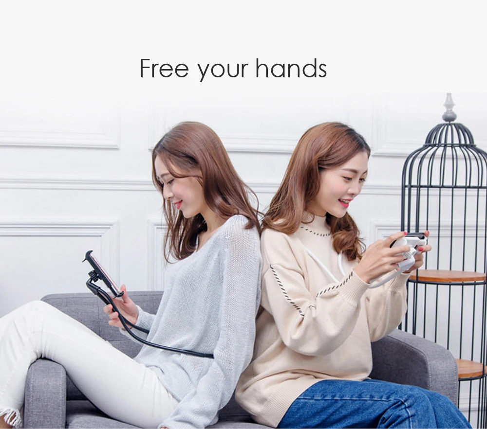 KISSCASE Flexible Neck Desk Phone Holder Lazy Necklace Support Bracket For iPhone 7 11 Pro Max 360 Bed Seat Stand | Мобильные
