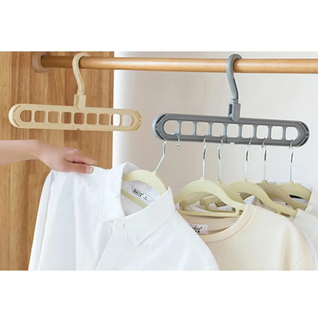 Многопортовая поддержка круглая вешалка Multifunction Clothes Hook Wardrobe серый бежевый