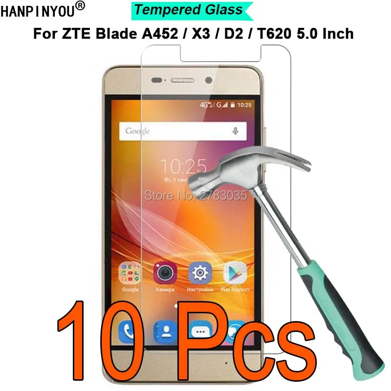 10 шт./лот для ZTE Blade X3/D2/T620/A452 твердость 9H 2.5D ультратонкая закаленная Защитная
