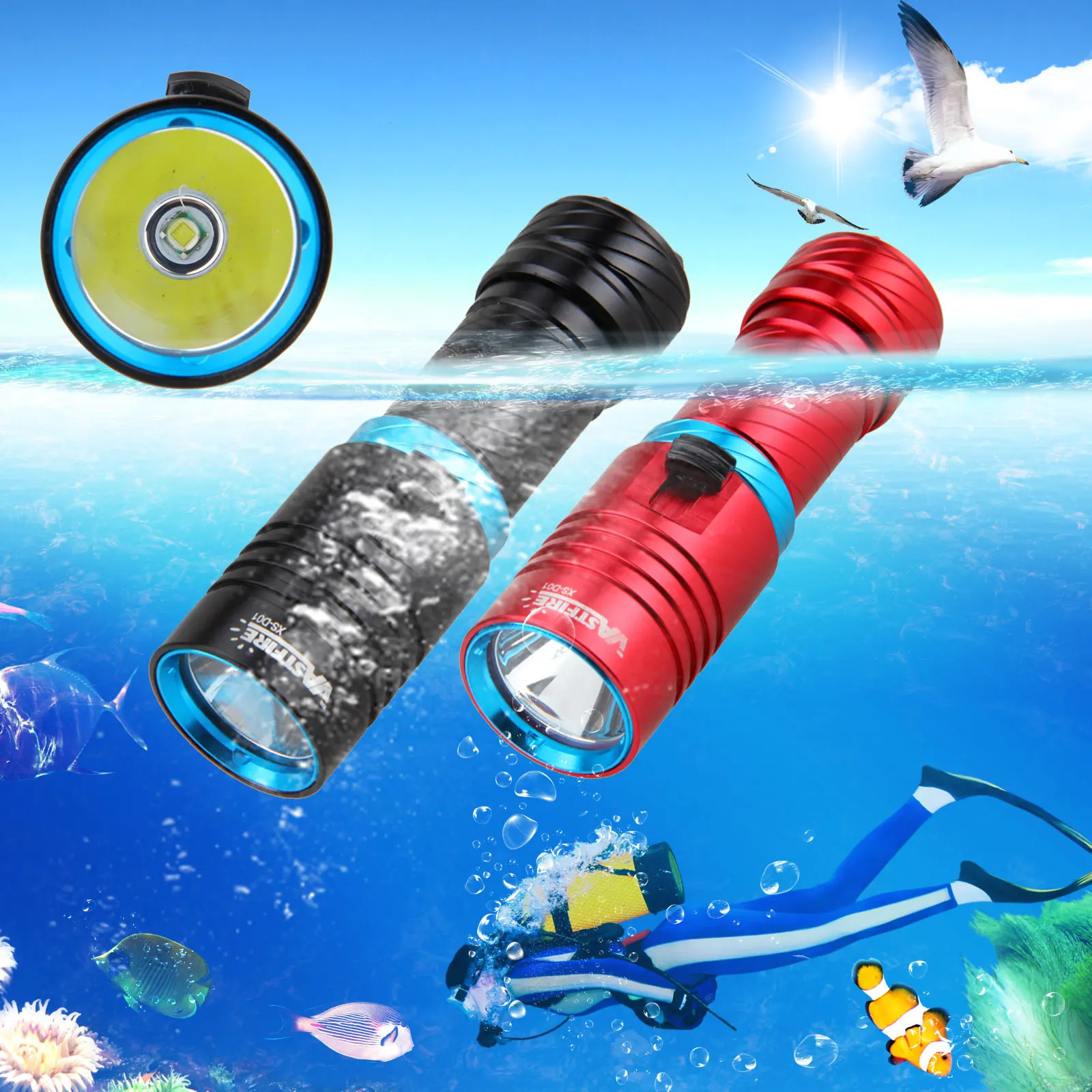 XM-L T6 10000 lumens LED Scube Diving FlashLight Waterproof Reflector Underwater 100M Diver Torch Lanterna+18650+USB Charger | Лампы и
