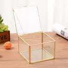 Квадратная открывающаяся стеклянная сад украшения коробка с геометрическим рисунком, зеркальная шкатулка для хранения ювелирных украшений, шкатулка для вечных цветов