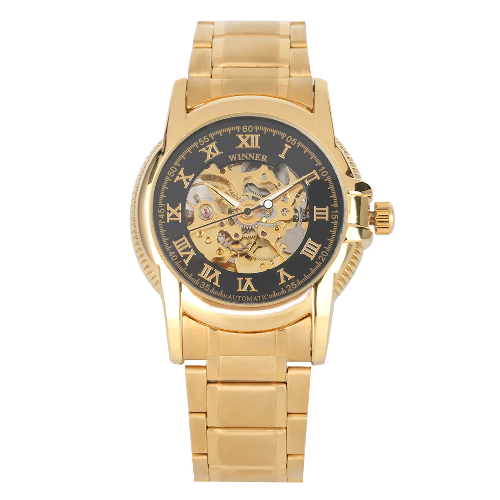 Мужские часы с скелетом Классические Механические из нержавеющей стали для