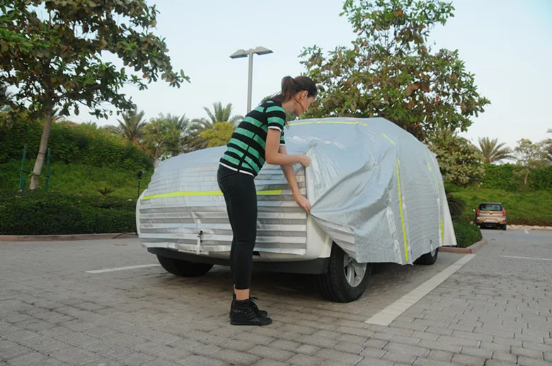 3XL плиссе в гармошку автомобиля покрытая металлизированная светоотражающая