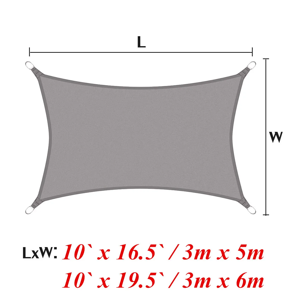 Grey 300D 160GSM Waterproof Polyester Oxford Fabric Shade Sail Rectangle|Теневые навесы и сетки| |