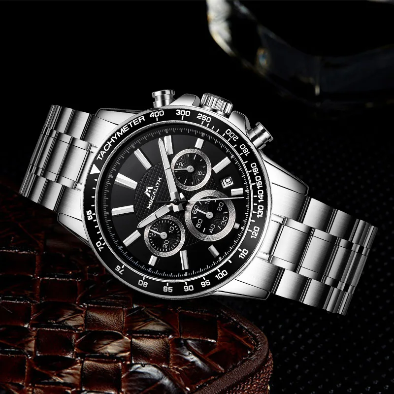 MEGALITH Mes's часы водонепроницаемые хронограф аналоговые спортивные бизнес для