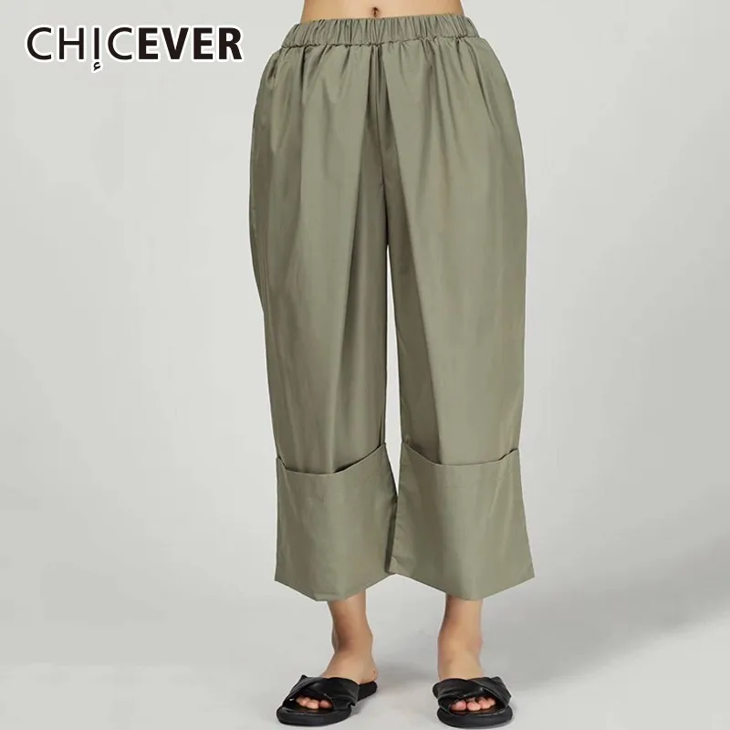 

Женские широкие брюки CHICEVER, черные брюки с эластичной талией на весну 2020
