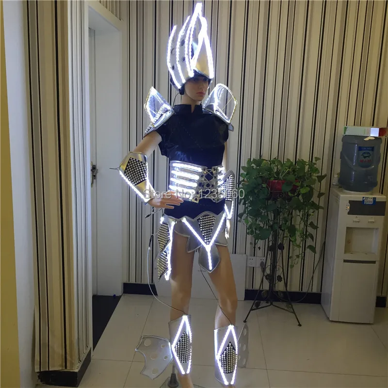 Женские Мужские бальных танцев унисекс Робот LED костюмы dj диско этапа певица