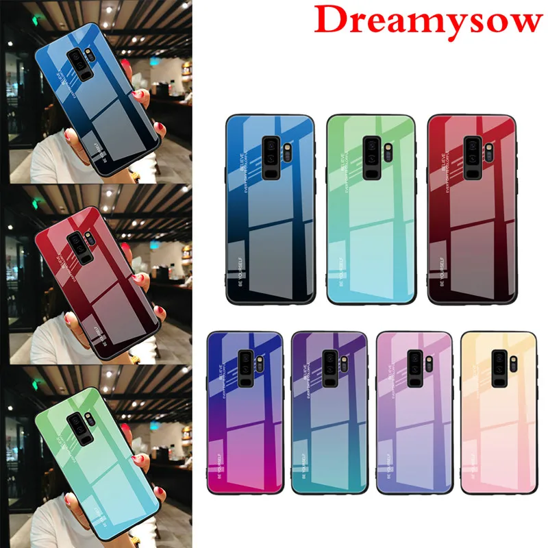 Градиент закаленное Стекло крышка чехол для samsung Galaxy Note 8 9 S8 S9 J4 J6 плюс A7 J6 J8 A6 A8 плюс телефон Корпус чехол