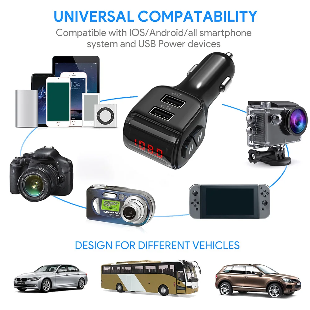 JONSNOW A01 мини автомобильное зарядное устройство MP3 плеер двойной USB Автомобильное