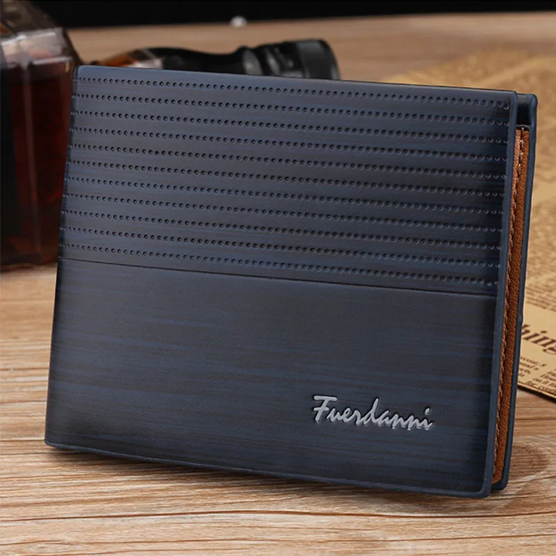 Мужской короткий простой кошелек，винтажный высококачественный кожаный кошелек
