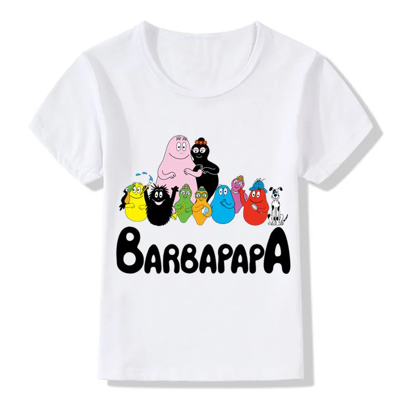 Милые забавные детские футболки с рисунком Barbapapa летние топы для мальчиков и