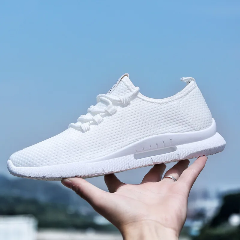 

Sale 2018 Man Sneakers Sport Shoes Lace Up Low Top Jogging Shoes Man Athletic Breathable Men Running Shoes White Baskets Homme