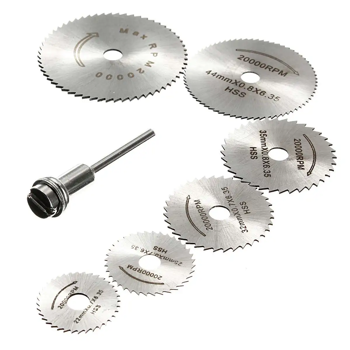 

6Pcs HSS Circular Saw Blade + 1Pcs HSS Circular Rotary Blade Wheel Discs Mandrel For Wood Cutting Saws Tool Accessories Kit