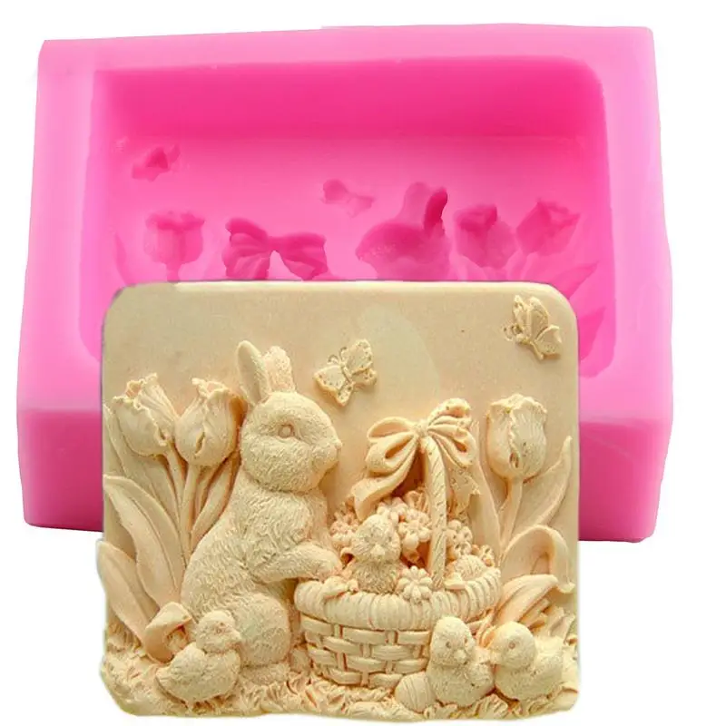 Пасха 3D кроликов Торт Животных Форма Силиконовая Fondant Mold Кухня печенья мыло с