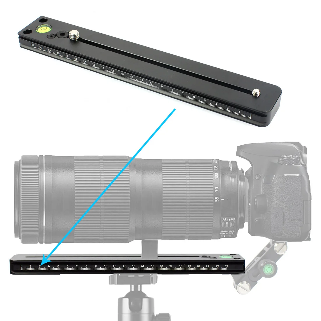 

Aluminum 250mm 25cm Rail Quick Release Plate for Arca Swiss Tripod BallHead Telephoto Zoom Lens Bracket Accessories