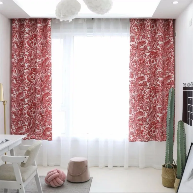 New 140x215cm Waterproof Curtains Baroque Style Red Bedroom Children's Room Window For Living Home Decoration | Дом и сад