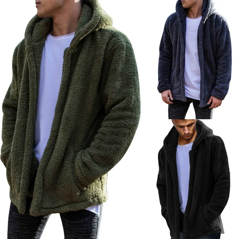 Laamei Men's Jacket Casual Solid Color Warm Fleece Hooded Fashion Shirt warm winter thickened windbreaker | Мужская одежда