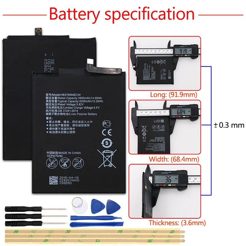 Аккумуляторная батарея HB376994ECW для Huawei Honor 8 pro/honor V9 DUK-AL20 DUK-TL30 4000 мА · ч | Мобильные