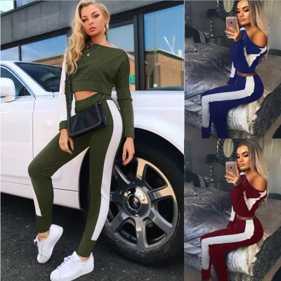 Женский комплект из двух предметов топа и брюк одежды для фитнеса женский
