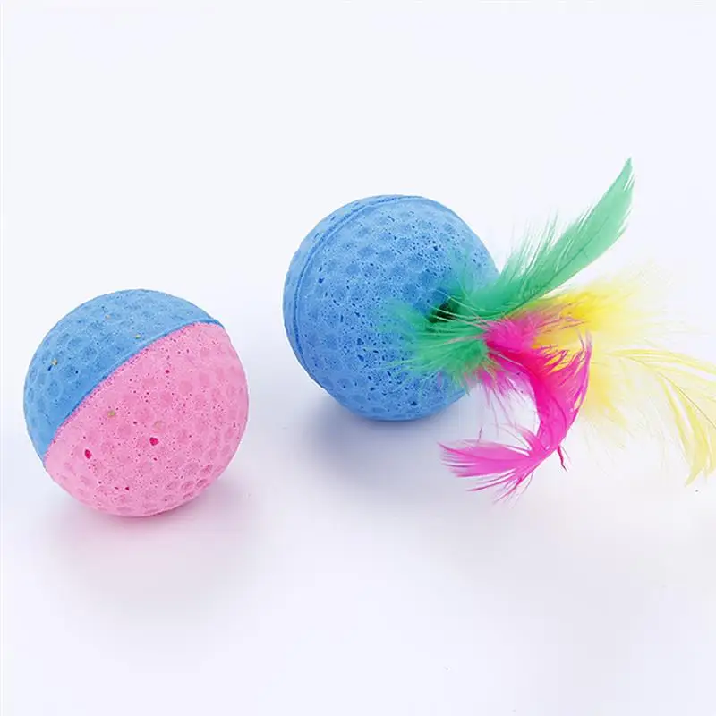 10 шт. игрушки для кошек латексные перьевые шарики Котят щенков собак жевательные