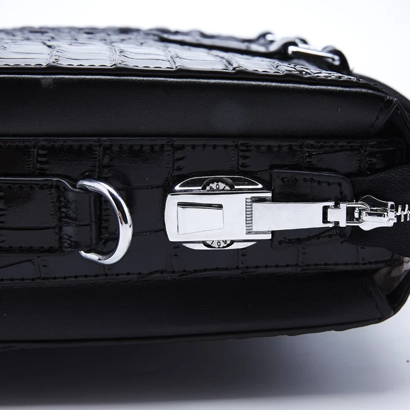 Портфель мужской из натуральной кожи под крокодила с замком паролем|Мужские