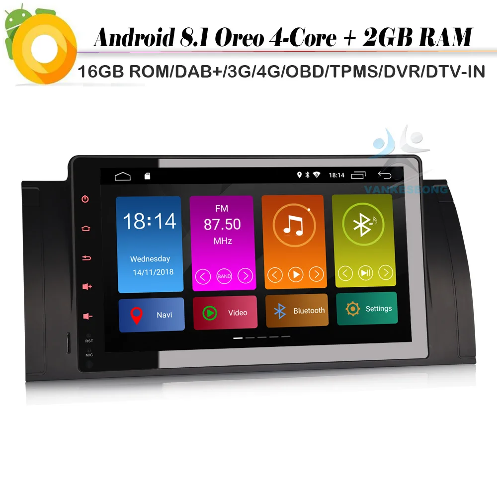 Автомобильное стерео устройство 9 дюймов головное Android 8 1 DAB + Bluetooth спутниковый