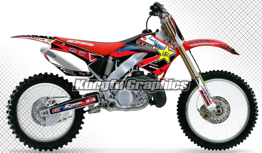KUNGFU графика мотокросса наклейки мотоцикл Набор настраиваемый Fit Honda CR 125 250 CR125 CR250