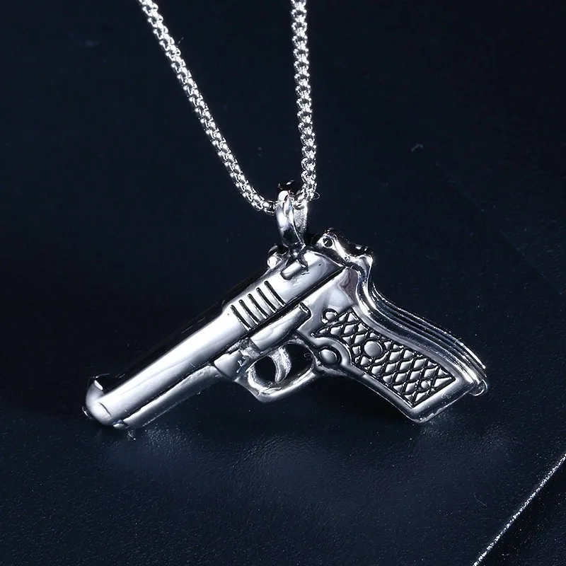 Хип-хоп в стиле панк золотой цвет нержавеющая сталь Desert Eagle пистолетные кулоны с