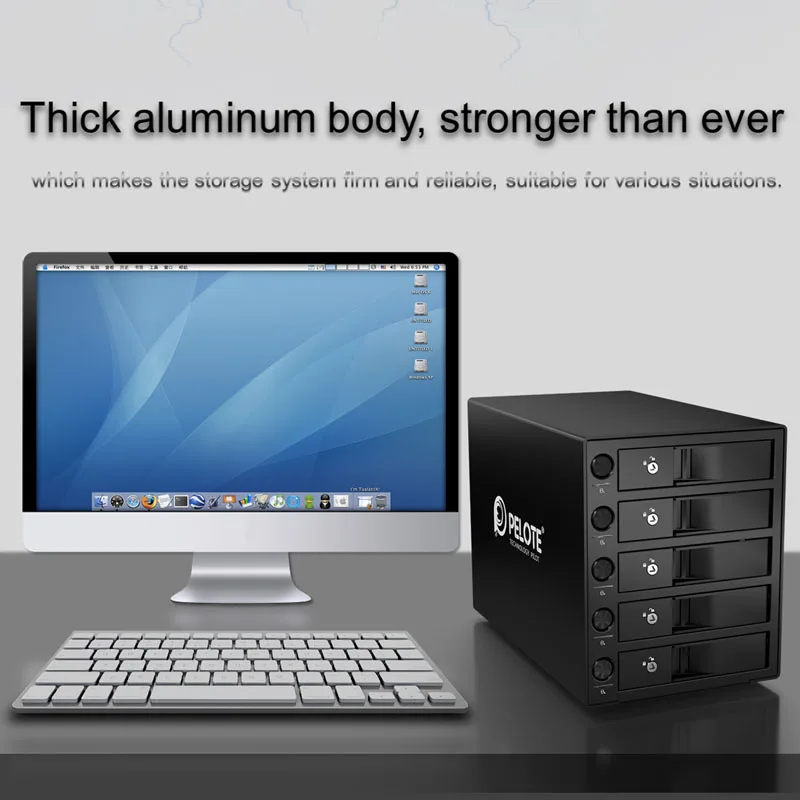 Алюминий 5 bay 3 дюймов жесткий диск корпус поддержка 50 ТБ хранения Тип C UASP HDD док