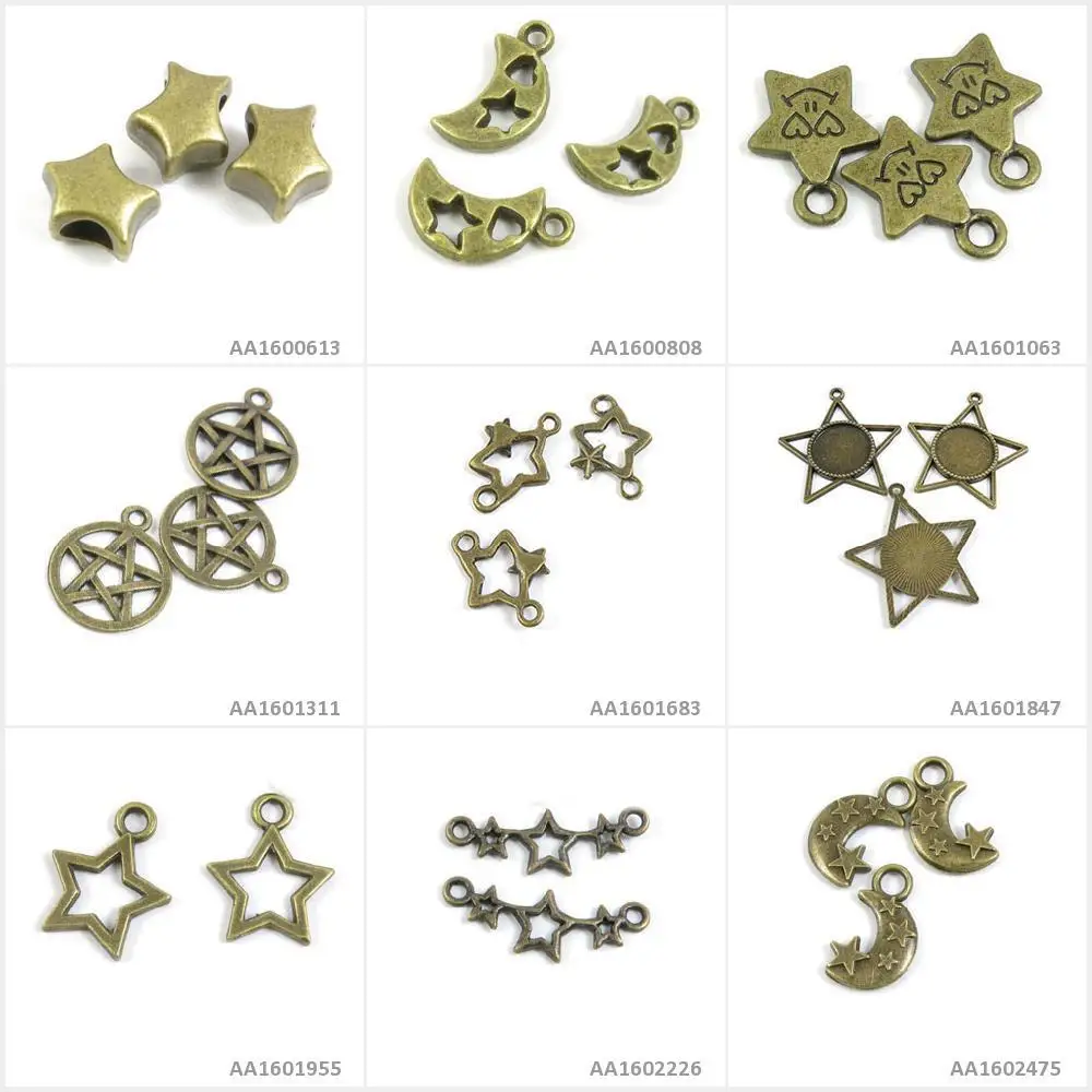Античная Бронза Тон Подвески для изготовления украшений Луна Коннектор со
