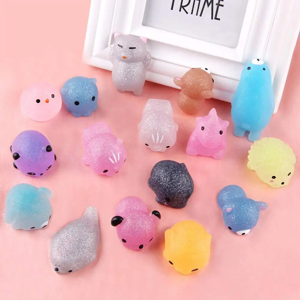 Сжимаемые игрушки Mochi блестящие мини-игрушки в форме животных сжимаемые для