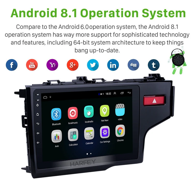 Harfey Android 9 1 HD 10 &quotмультимедийный плеер 2Din автомобильный GPS Авторадио Navi Wifi Bluetooth 3G