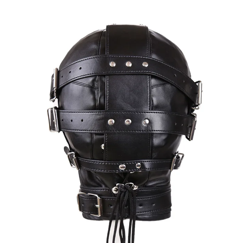 Искусственная кожа BDSM маска для бондажа с заклепками Полный головной убор