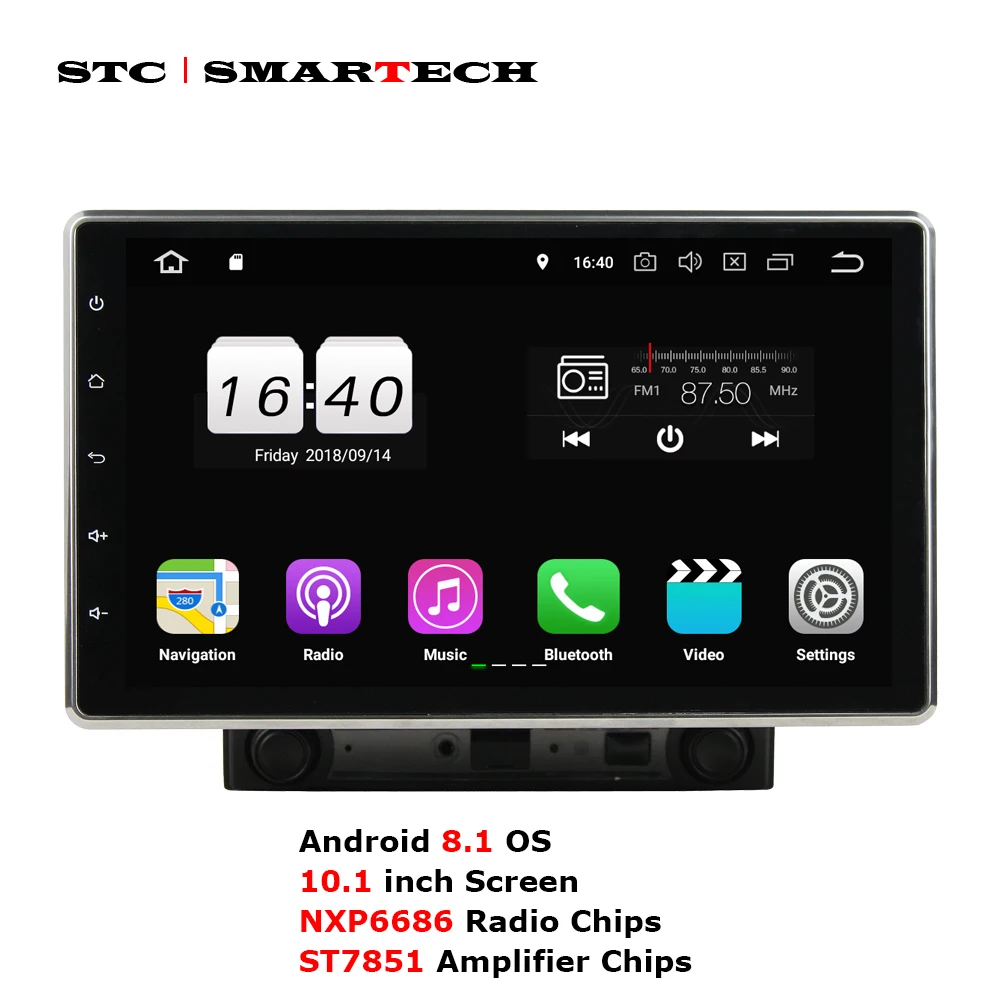 SMARTECH 2 Din Android 8.1.0 Универсальный дюймов 10 1 DVD плеер автомобиля gps навигации