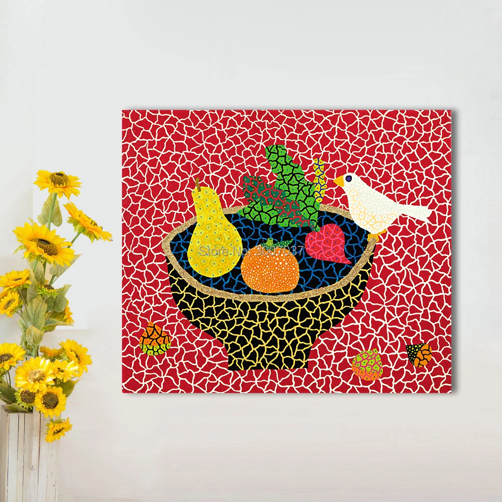 Ручная роспись на холсте настенные картины для гостиной Kusama Yayoi желтый Натюрморт