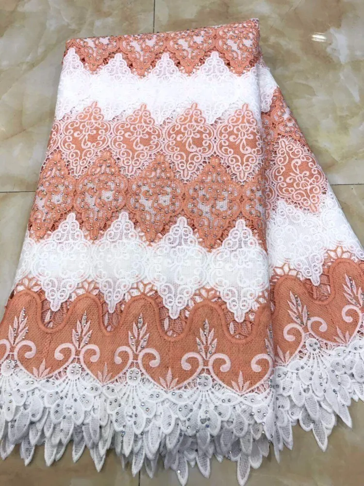 

New Design 2019 Hot blue white Embroidered African Lace Fabric High Quality Stones Swiss Voile Lace French Guipure Lace Fabric