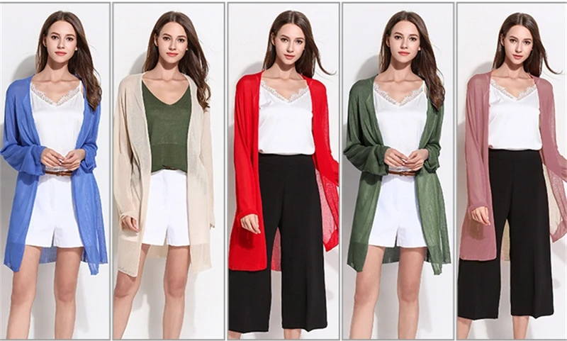 

IANLAN Spring Ice Silk Loose Large Long Knit Cardigan Thin Long-sleeved Outdoor Clothes Sunscreen Air Conditioning Shirt IL00462
