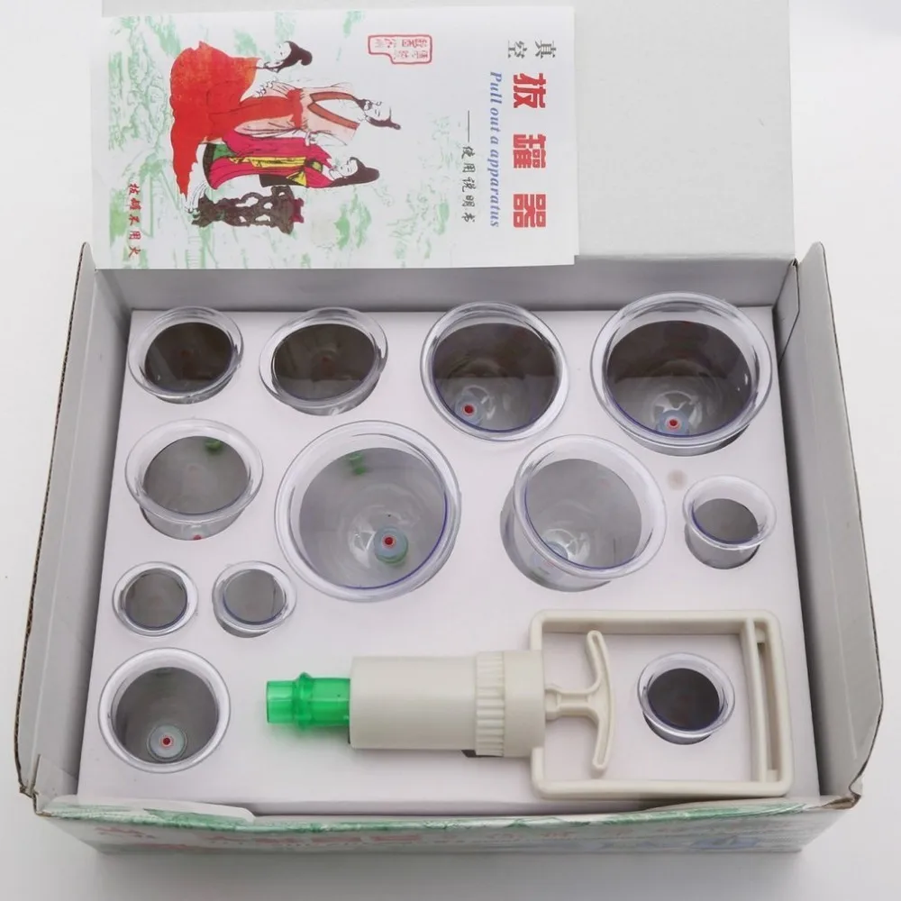 1Set 12 Pcs Massage Vacuum Cupping Set Thicker Magnetic Aspirating Cans Cupuncture Suction Cup With Tube Gift |