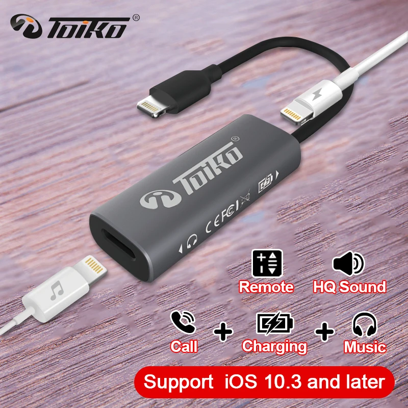 TOIKO 2 в 1 Наушники зарядка USB адаптер для iPhone XS MAX XR X 8 7 6 Plus зарядное устройство