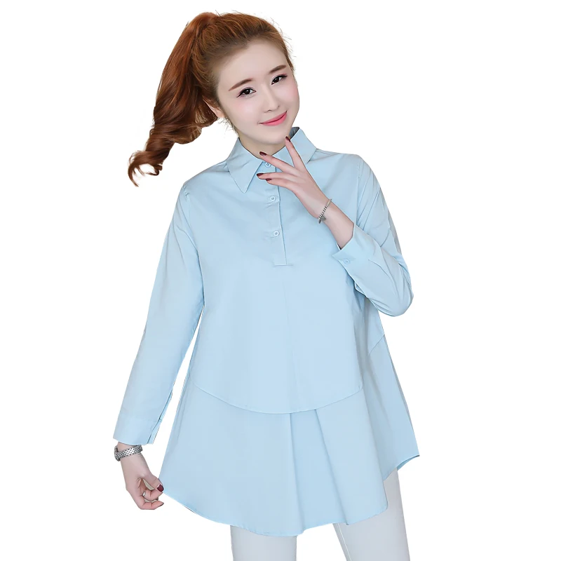 Однотонная рубашка с отложным воротником для беременных профессиональные