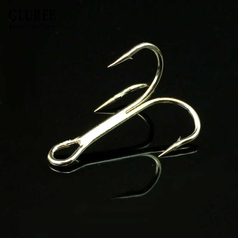 GLUREE 30 шт./лот 4 #6 #8 #10 #12 # Тройной Крючок из высокоуглеродистой стали рыболовный