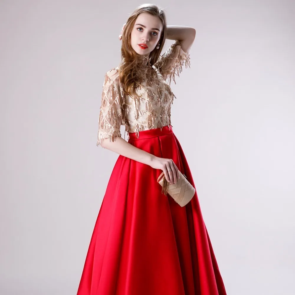 Vivian's Bridal Abiye/Пышное винтажное платье с высоким воротом и кисточками элегантное