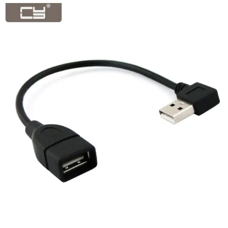 CY 40cm 20cm 480Mbps 90 Degree Right Angled USB 2.0 A Type Male Female Extension Cable Black