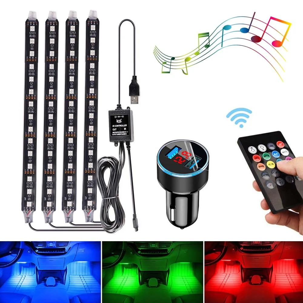 

RGB LED автомобильный атмосферный свет Светодиодные полосы цвета автомобильный Стайлинг декоративные атмосферные лампы Автомобильный Интер...
