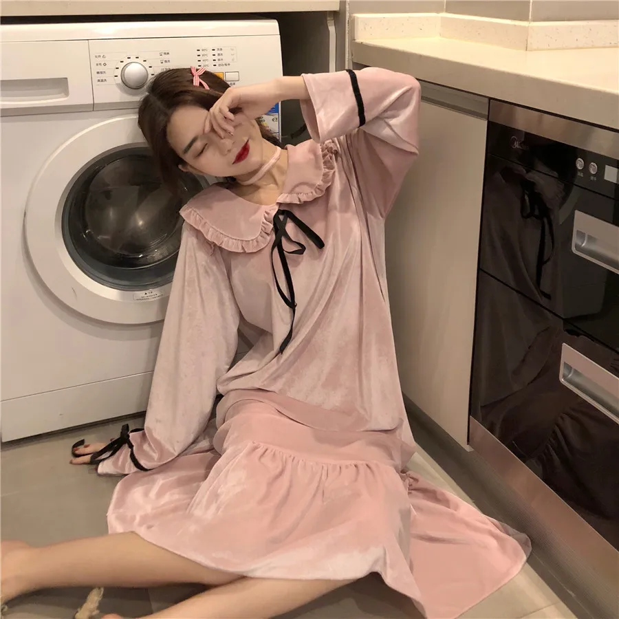 Осенне зимняя новая модная Домашняя одежда легкая кукла с бантом длинная ночная