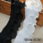 Эластичная шифоновая кружевная оборки, воротник для платья, 8 см