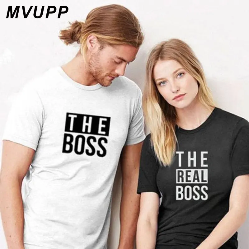 Новинка 2019 модные черные парные футболки с надписью Boss для влюбленных Женская