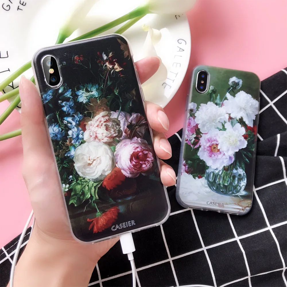 CASEIER Floral Retro Case For Samsung Galaxy A3 A5 A7 J3 J5 J7 2017 Soft Phone S8 S9 Plus S6 S7 Edge Note 8 9 5 |