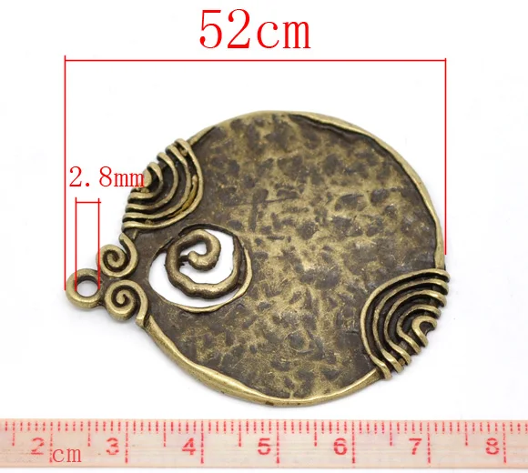 5 круглых подвесок с бронзовым тоном 52x45 мм (B13766) yiwu|jewelry wolf|jewelry for the beachjewelry bead |