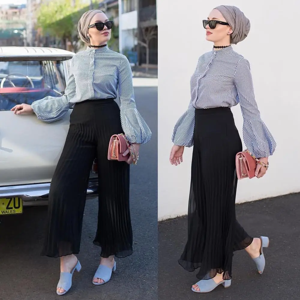 Женский комплект в мусульманском стиле блузка с рукавами фонариками + штаны lslamic